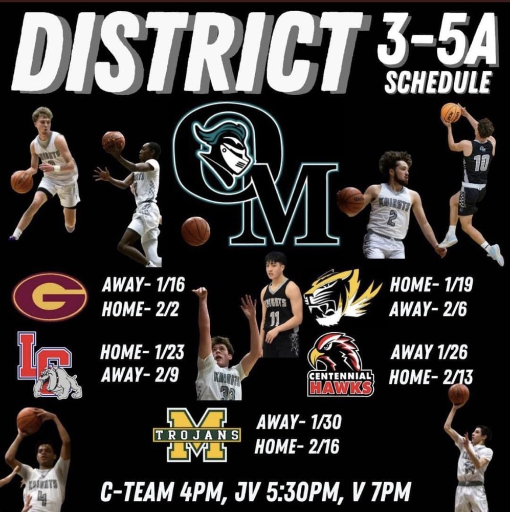 Boys Basketball District Schedue