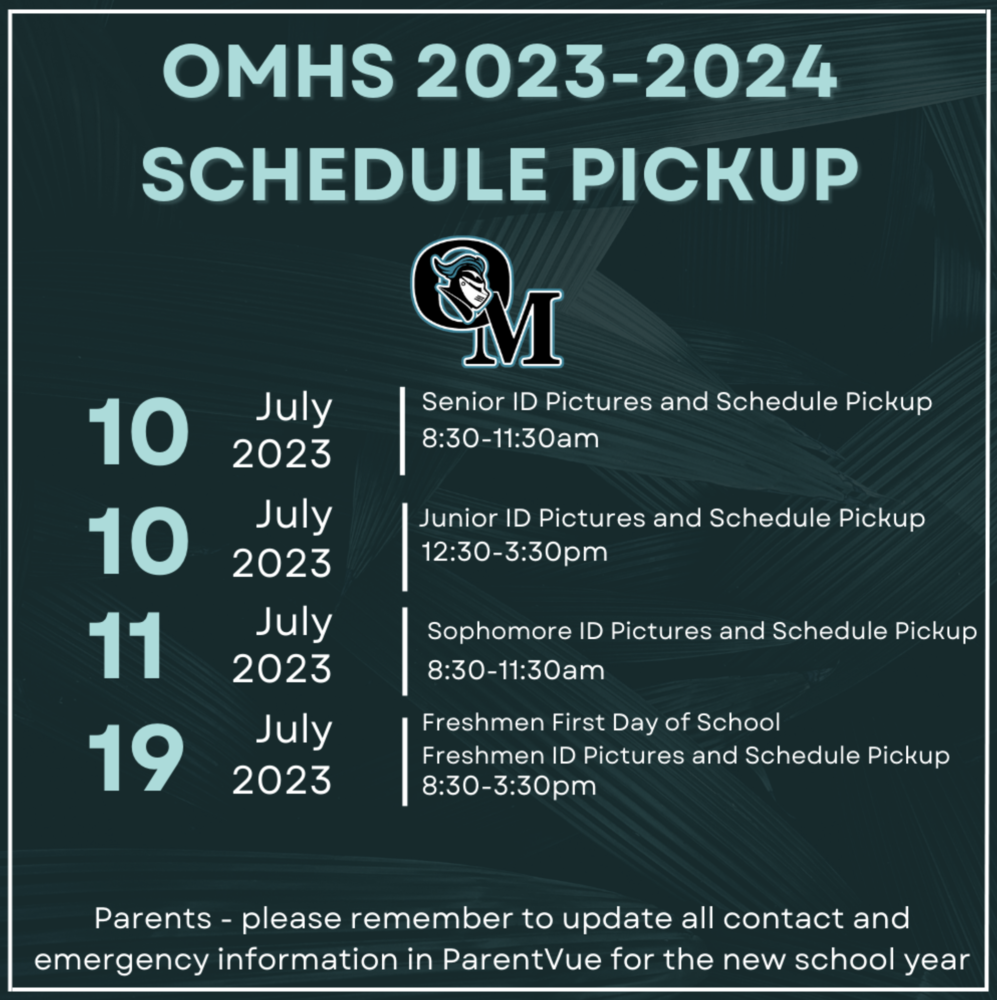 2023-2024 Schedule pick up dates