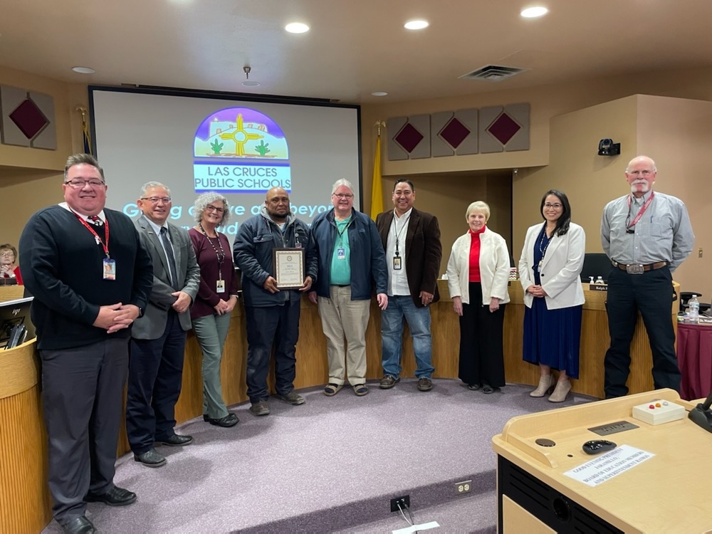 December 13, 2022 Regular Session Board Meeting Ben Lujan Maintenance Achievement Award for Alvaro Rivera