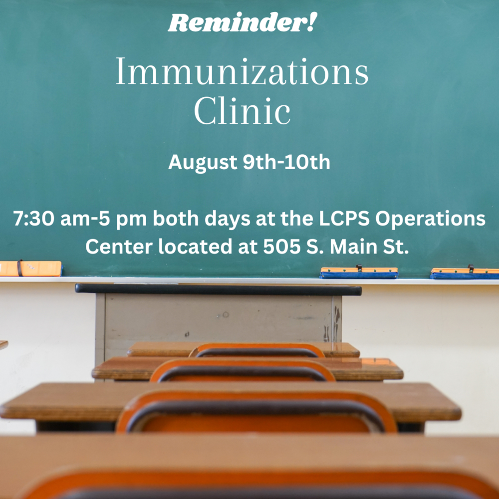 Back-to-school immunizations available August 9th & August 10th
