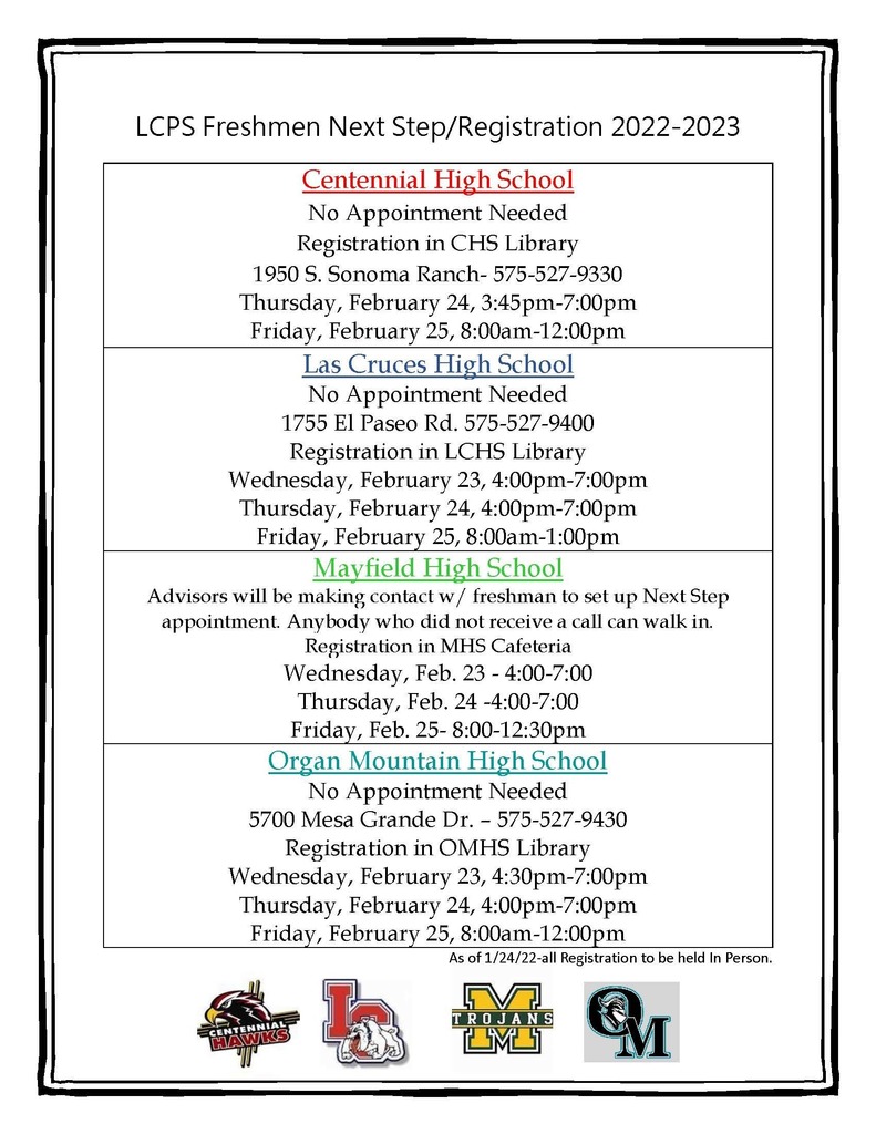 LCPS Freshman Next Step/Registration 2022 -2023