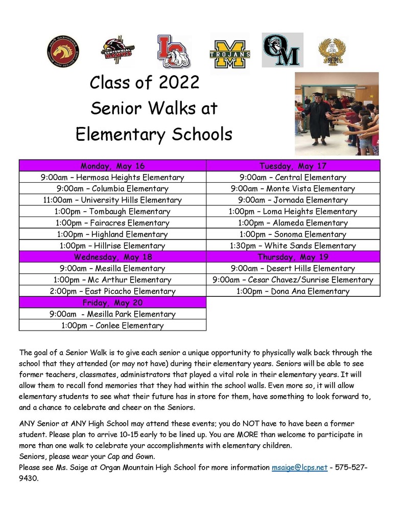 Class of 2022 Senior Walks at Elementary Schools 