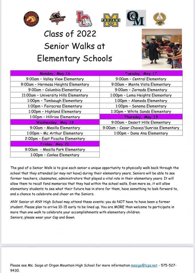 Senior Walk Schedule