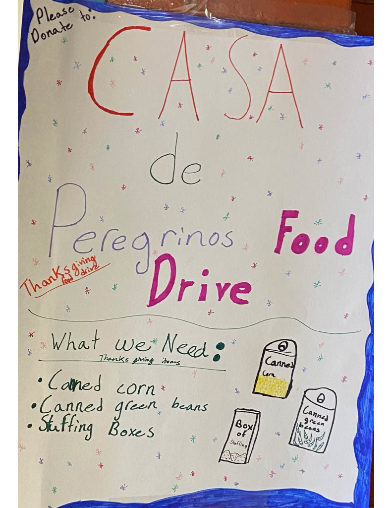 Handmade Sign for Casa De Peregrinos Food Drive