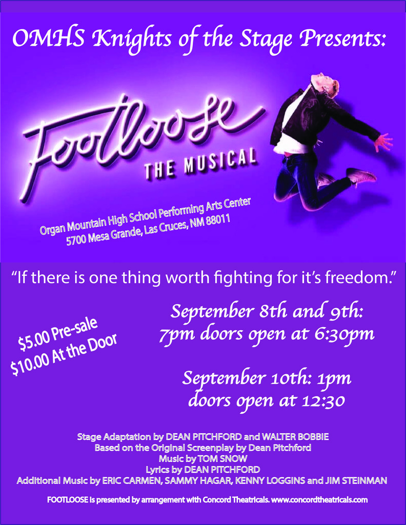 Footloose The Musical poster, dates and times