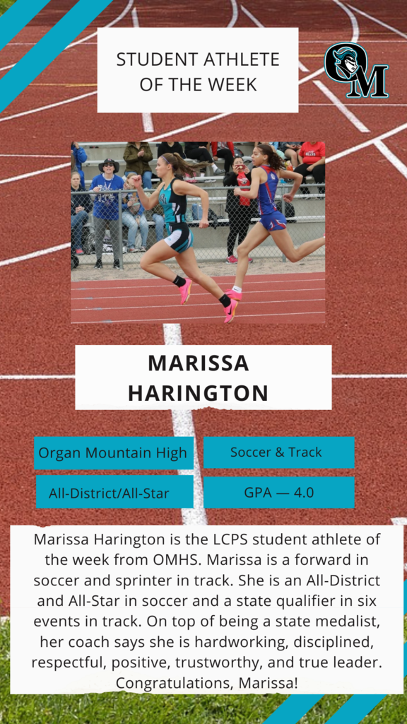 Marissa Harington is the LCPS student athlete of the week from OMHS. 