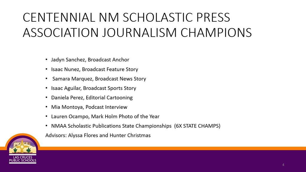 A big shout out to the Centennial NM Scholastic Press Association Journalism Champions and Skills USA State Champions! Centennial media was recognized for taking home several awards including the National Broadcast Award. Way to go, teams!