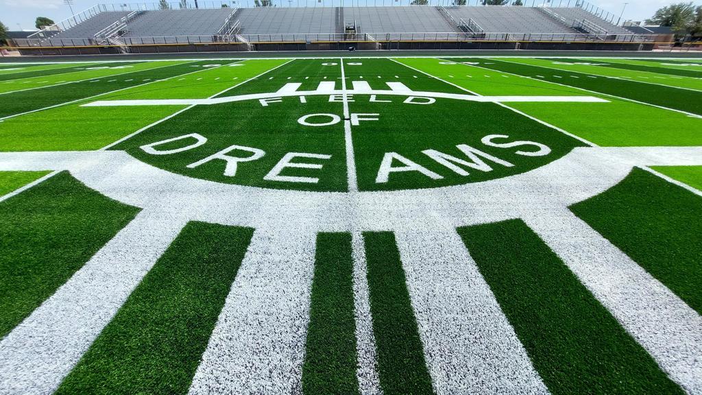 . Teams will be playing on new artificial turf featuring logos from each high school at LCPS. 